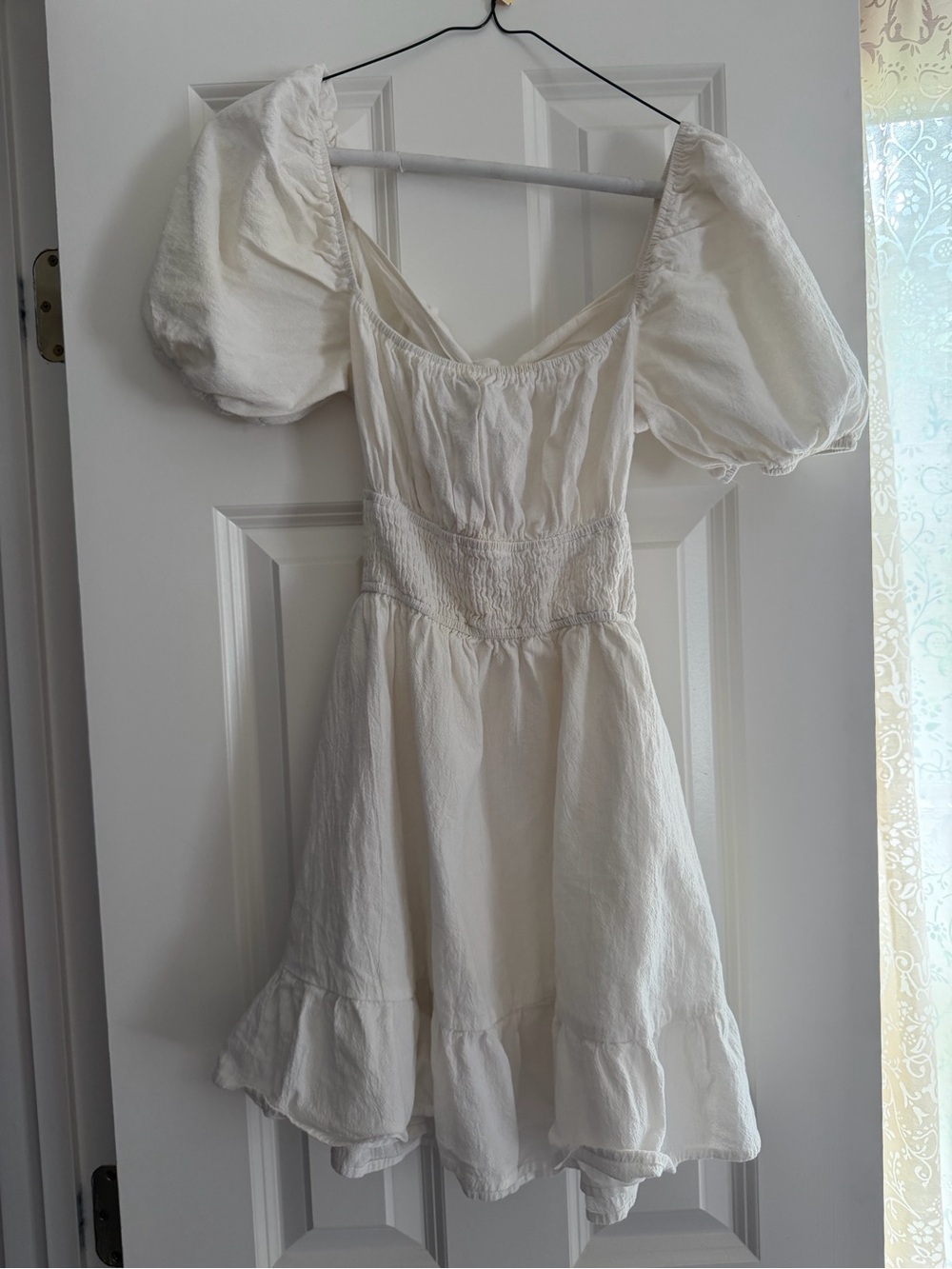 Women's Puff Sleeve Sundress in Ivory